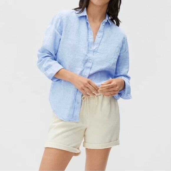 Everlane The Linen Relaxed Shirt Long Sleeve Classic Coastal Button Down Shirt 2 - Picture 4 of 11